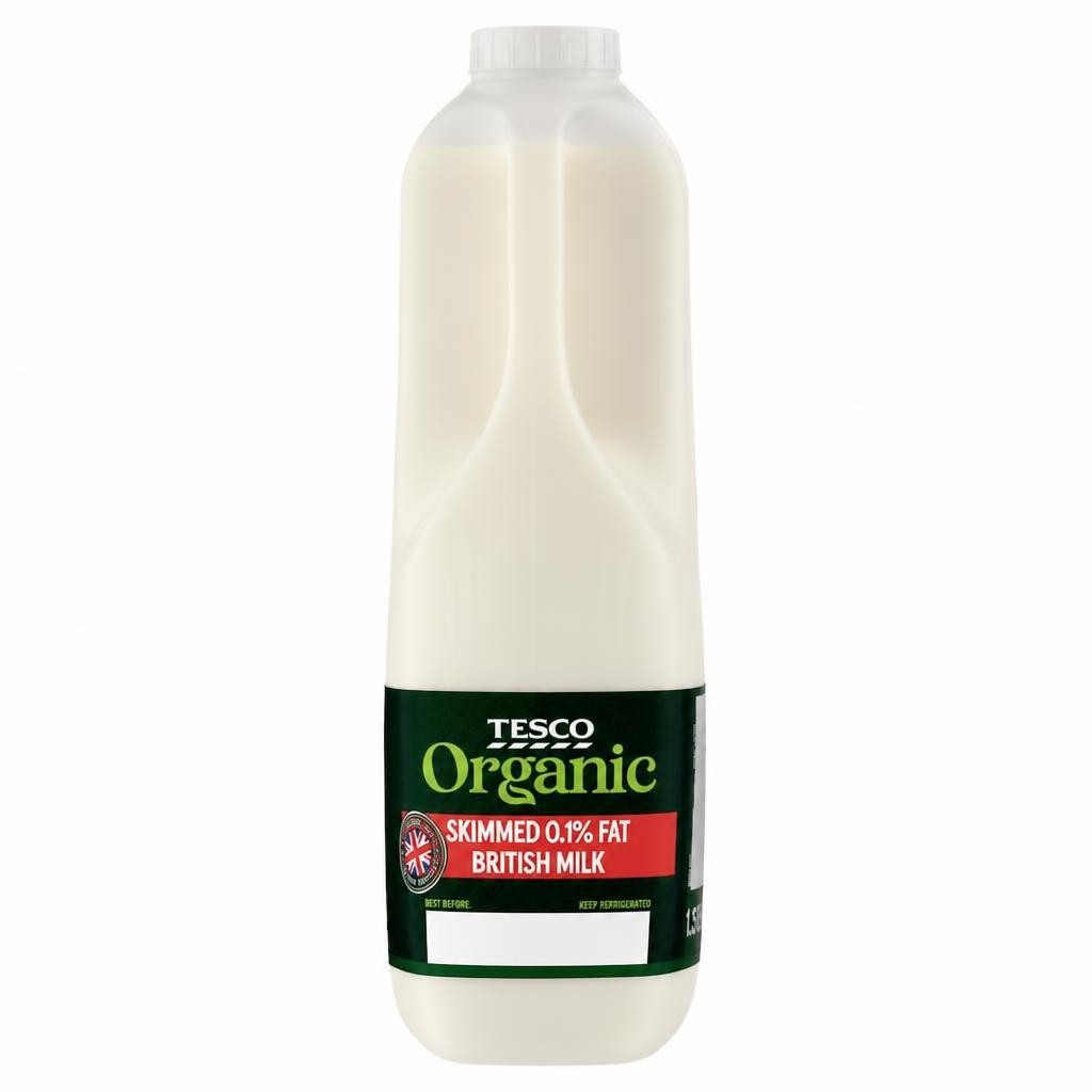 Tesco Organic Free Range Skimmed Milk 1.136L, 2 Pint