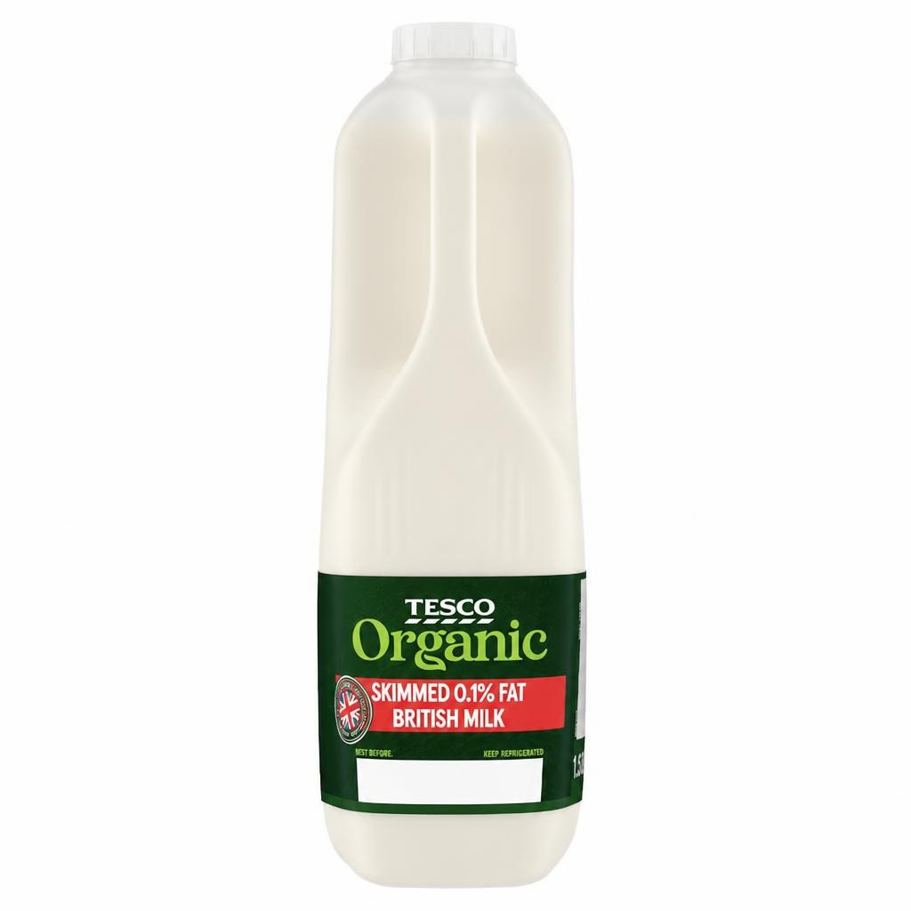 Tesco Organic Free Range Skimmed Milk 1.136L, 2 Pint