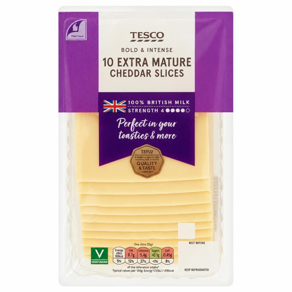 Tesco 10 Extra Mature Cheddar Slices 250G