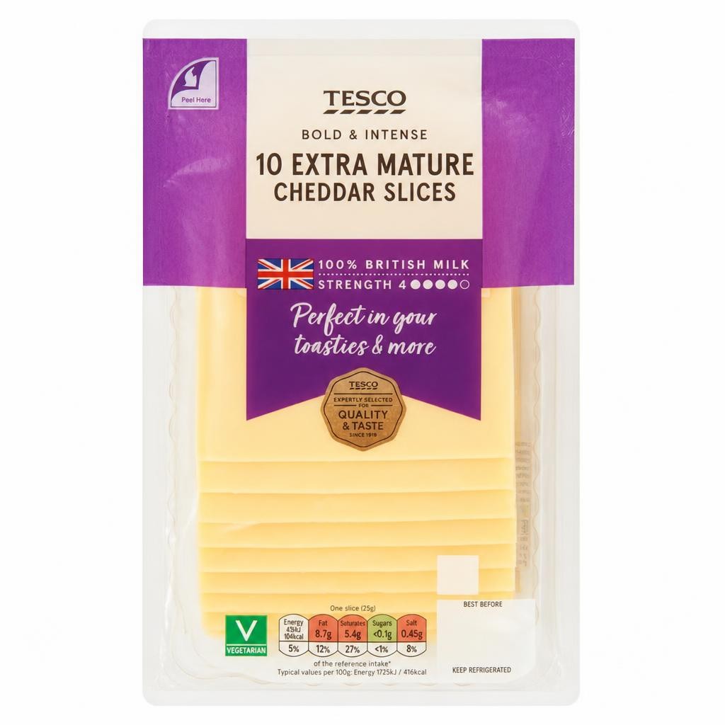 Tesco 10 Extra Mature Cheddar Slices 250G