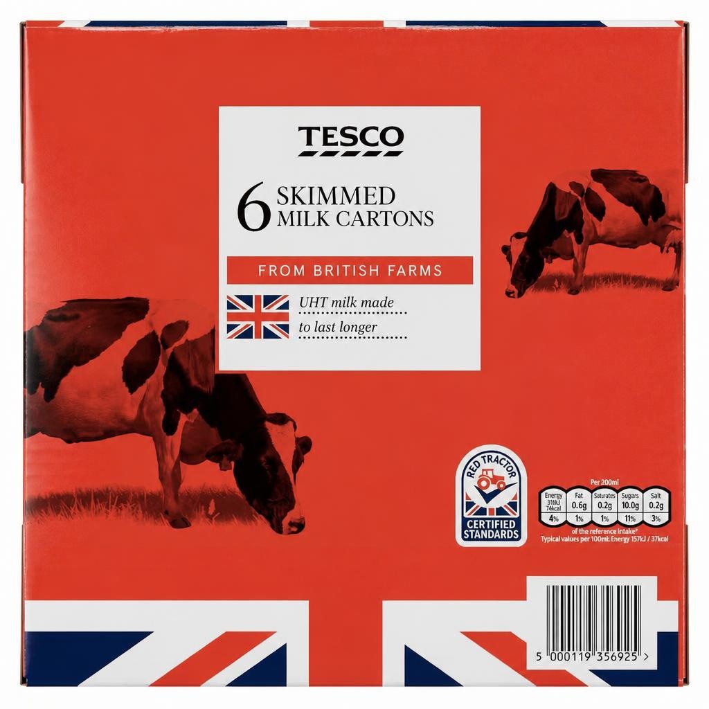 Tesco British Skimmed Uht Milk 6 X 1 Litre