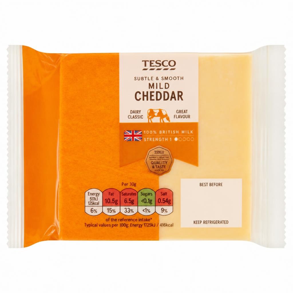 Tesco British Mild Cheddar Cheese 220G