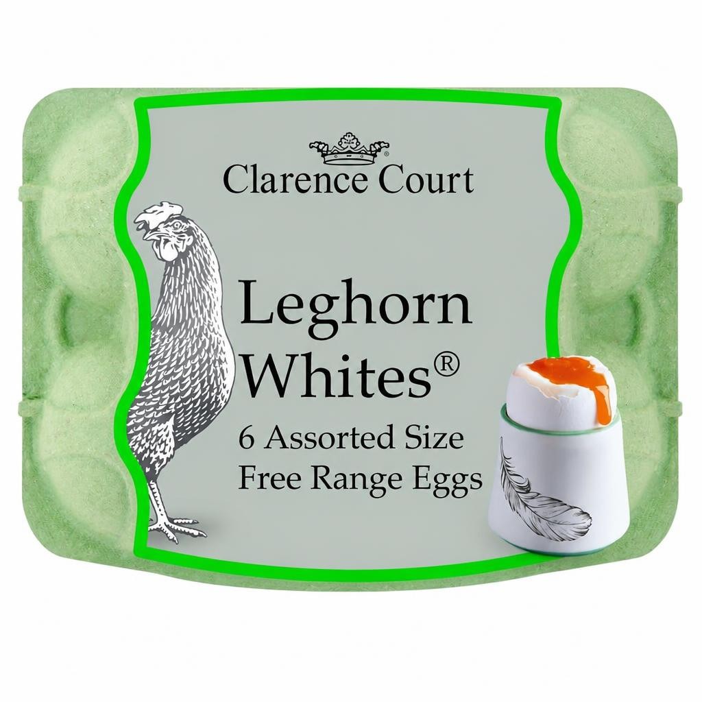 Clarence Court Traditional Leghorn Whites Free Range Eggs 6 Pack