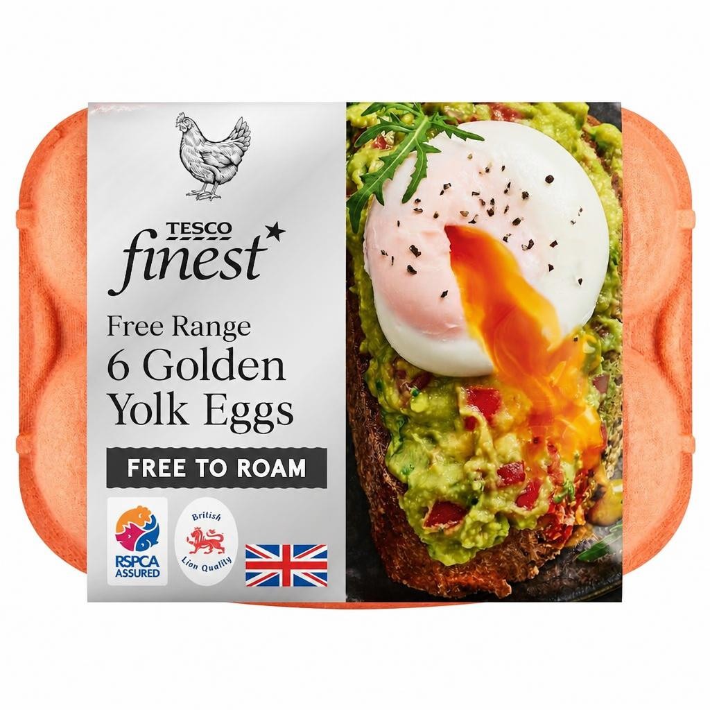Tesco Finest Free Range 6 Golden Yolk Eggs