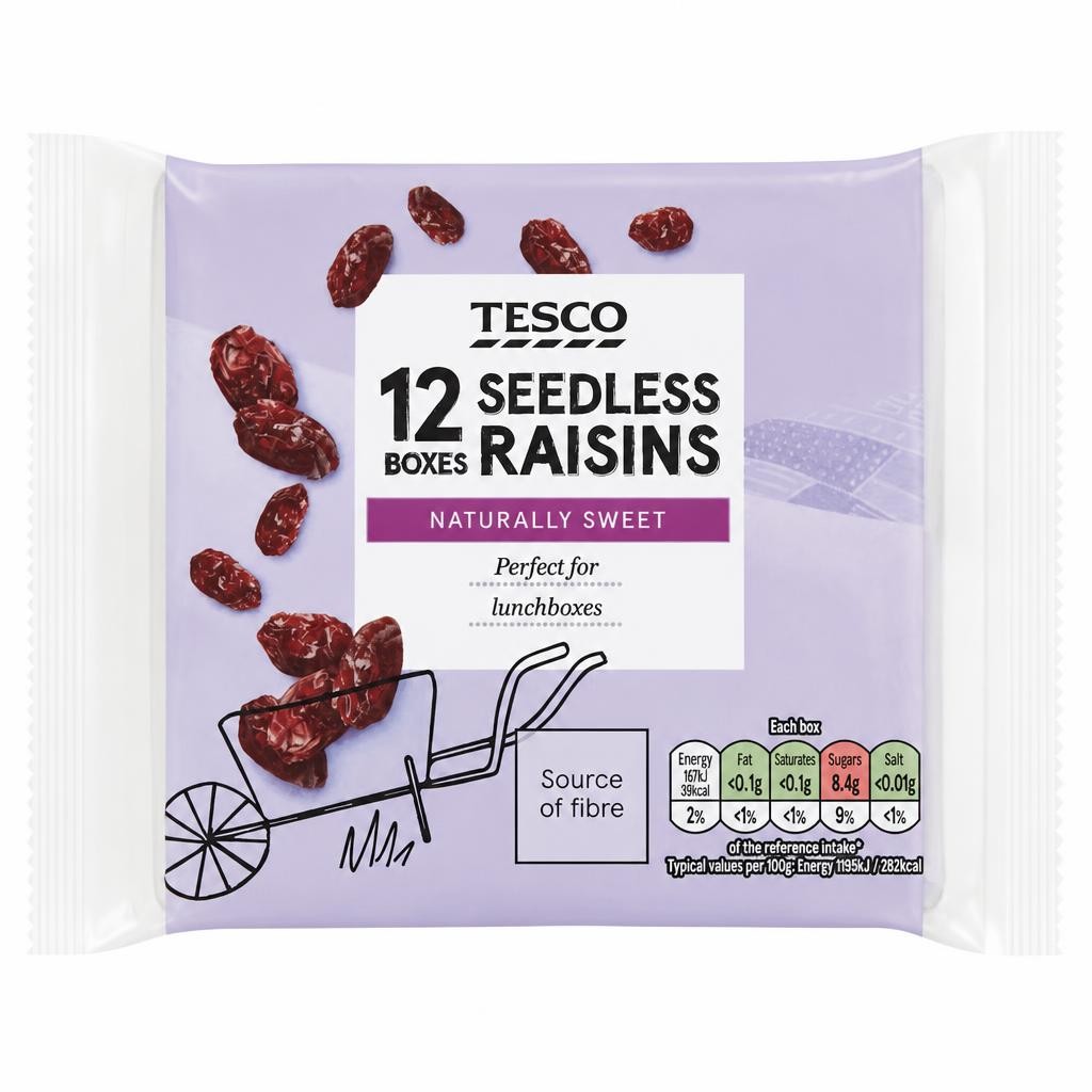 Tesco Seedless Raisins 12 Pack 168G