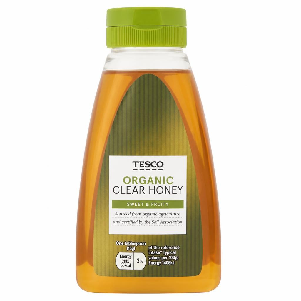 Tesco Organic Squeezy Clear Honey 340G
