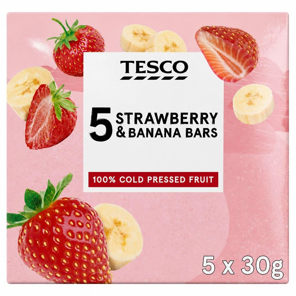 Tesco Strawberry & Banana Bars 5 x 30g