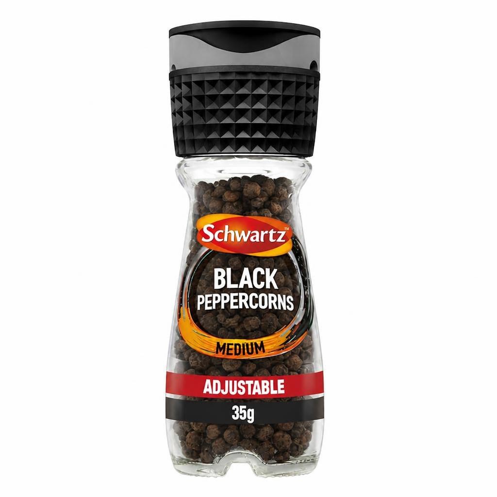 Schwartz Black Peppercorns Adjustable Medium grinder 35g