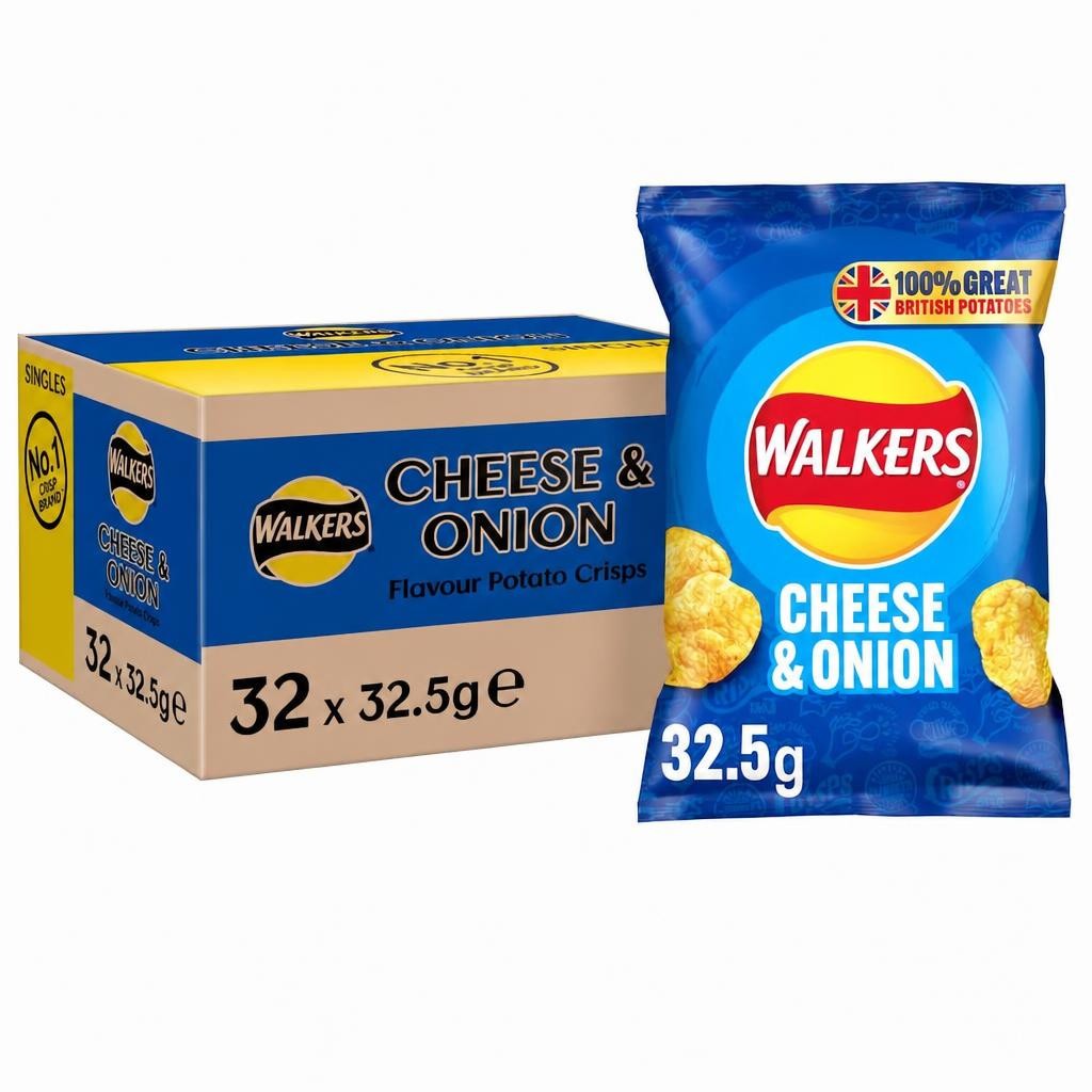 Walkers Cheese & Onion Crisps 32.5g (case of 32)