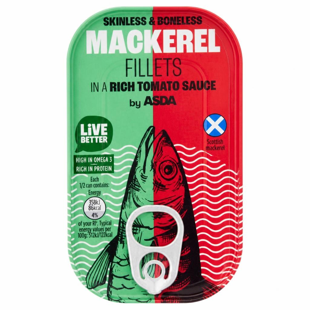 ASDA Skinless & Boneless Mackerel Fillets in a Rich Tomato Sauce 125g