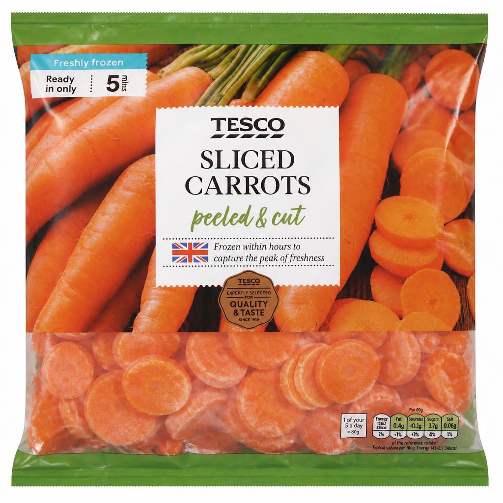 Tesco Sliced Carrots Peeled & Cut 1Kg
