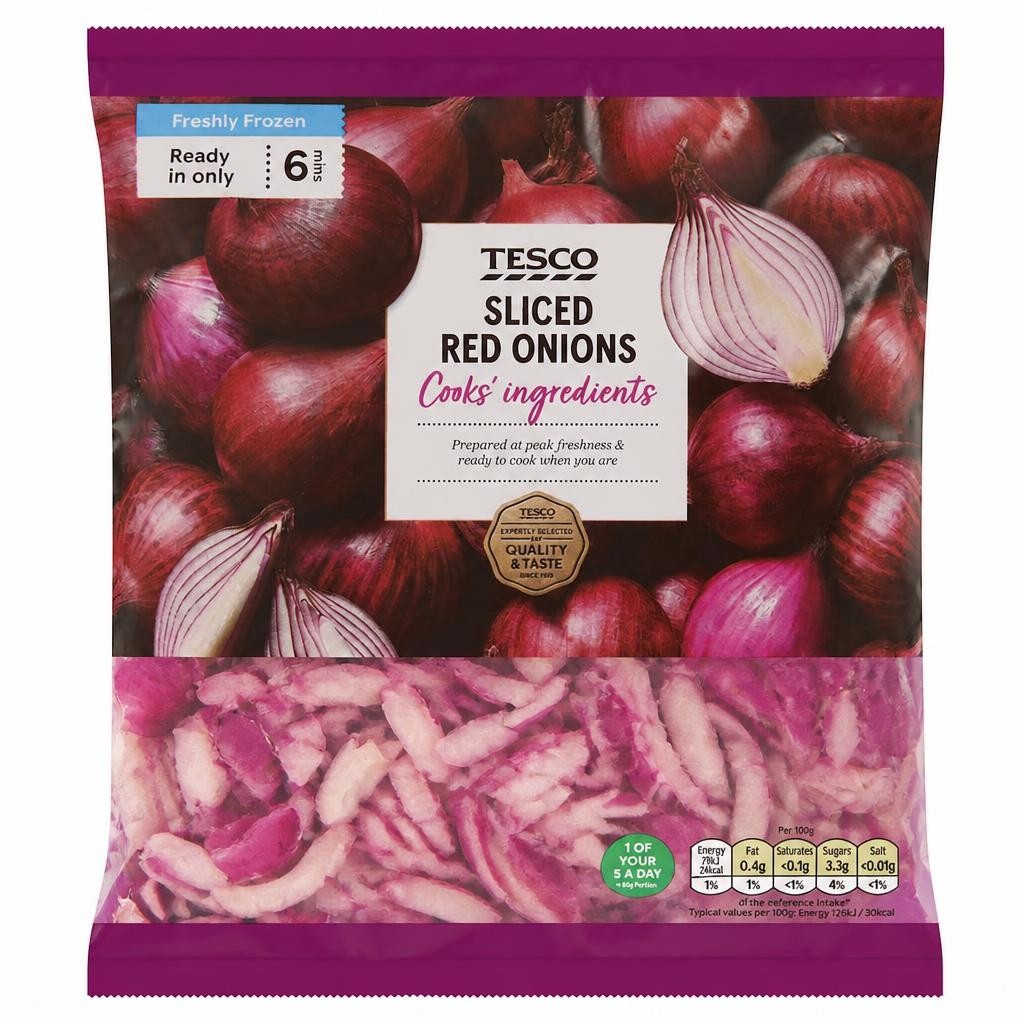 Tesco Frozen Sliced Red Onions 500G