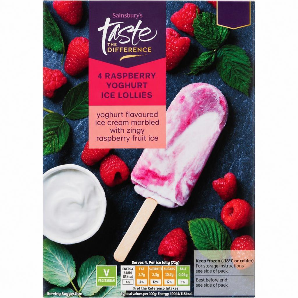 Sainsbury's Raspberry & Yoghurt Ice Lollies x4 70ml