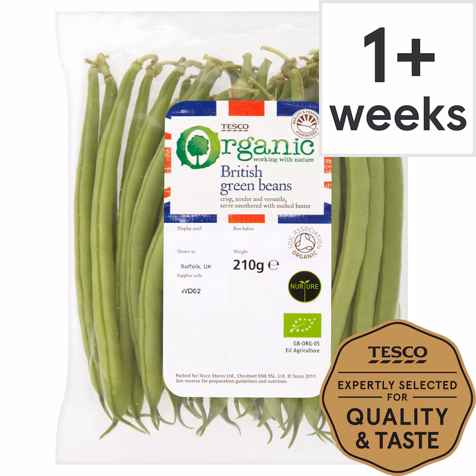 Tesco Organic Green Beans 225G