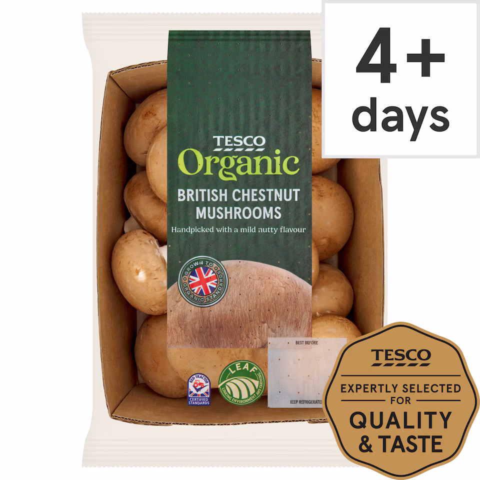 Tesco Organic Chestnut Mushrooms 250 G