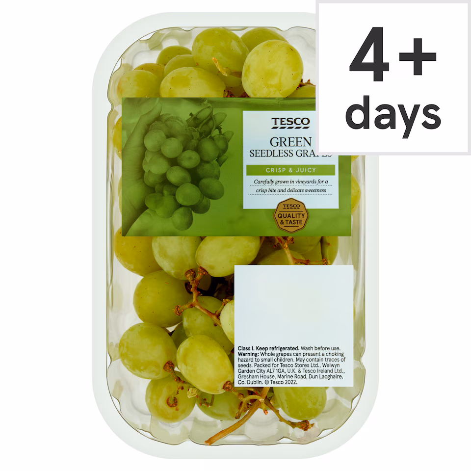 Tesco Green Seedless Grapes Pack 500G