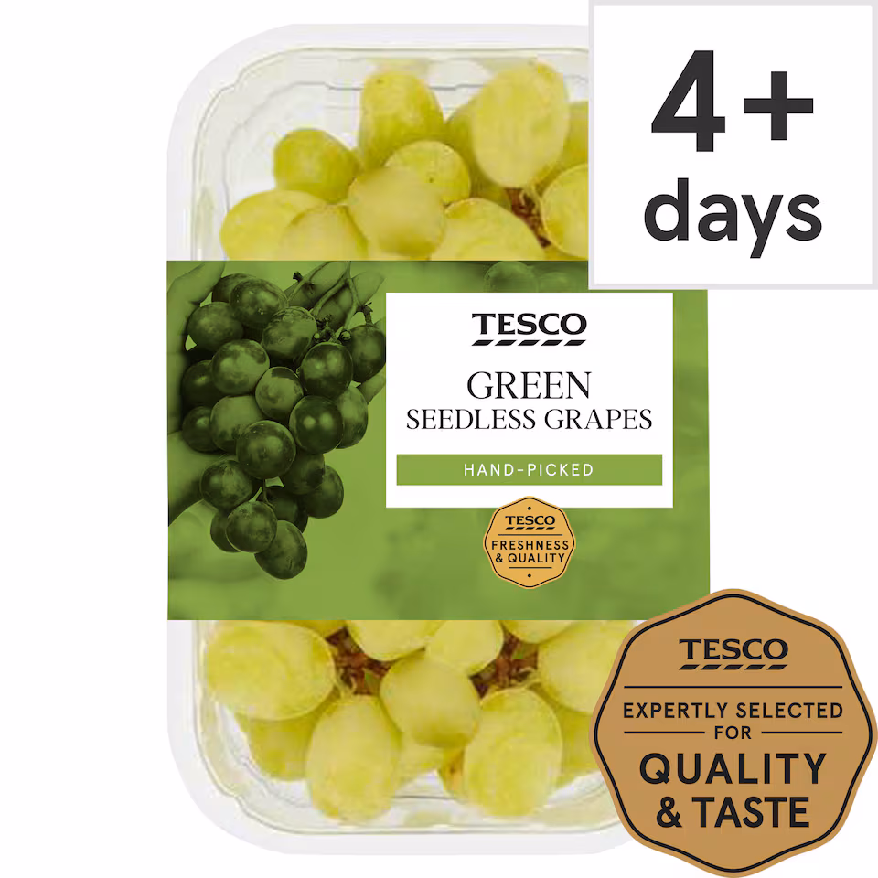 Tesco Green Seedless Grapes Pack 500G