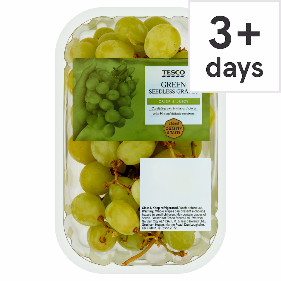 Tesco Green Seedless Grapes Pack 500G