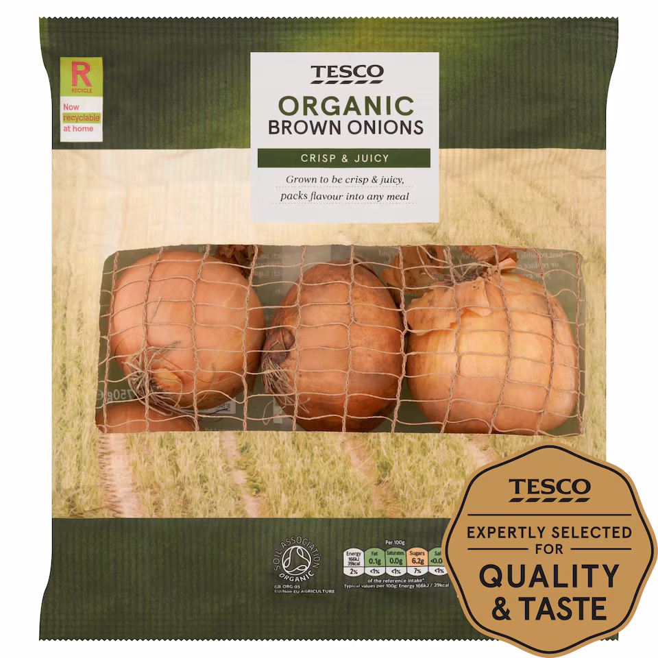 Tesco Organic Brown Onions 750G