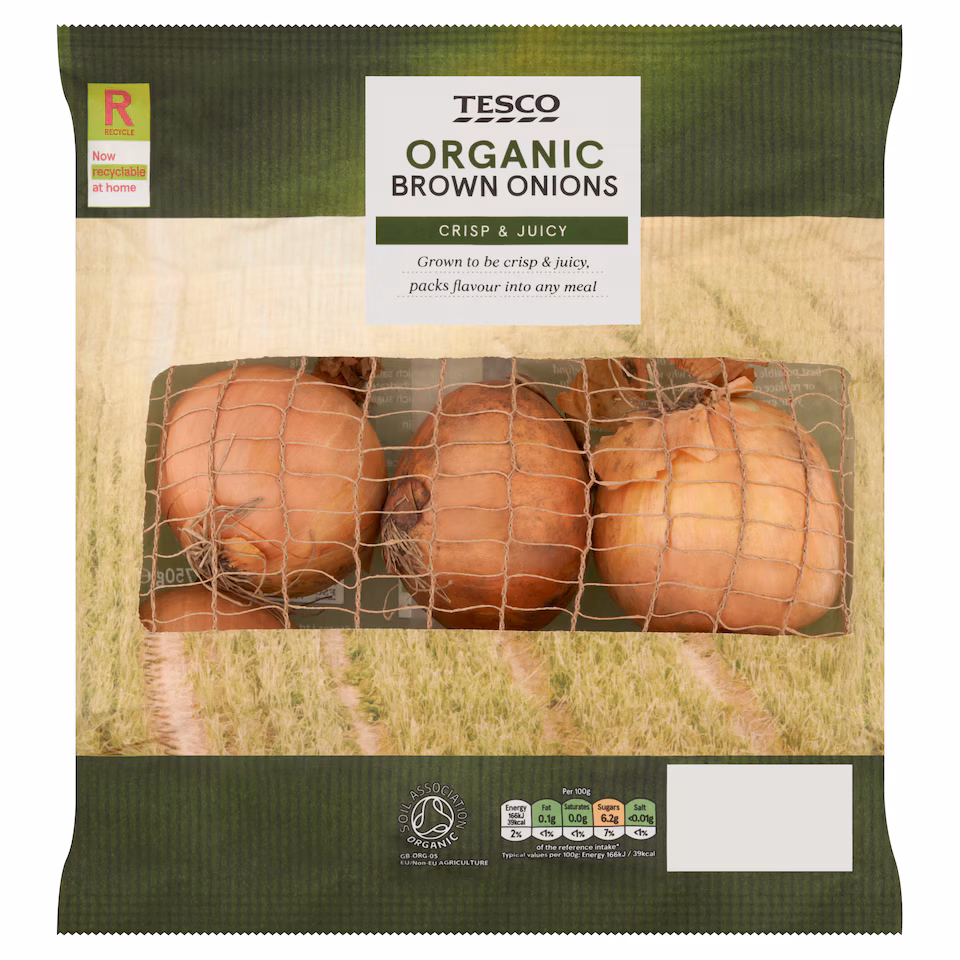 Tesco Organic Brown Onions 750G