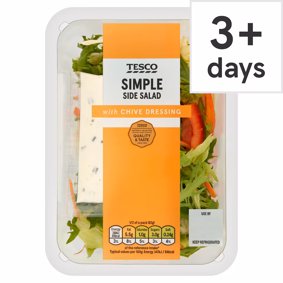 Tesco Simple Side Salad With Chive Dressing 165g