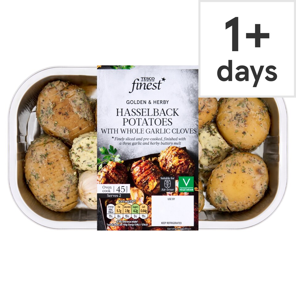 Tesco Finest Hasselback Potatoes with Whole Garlic Cloves 450g