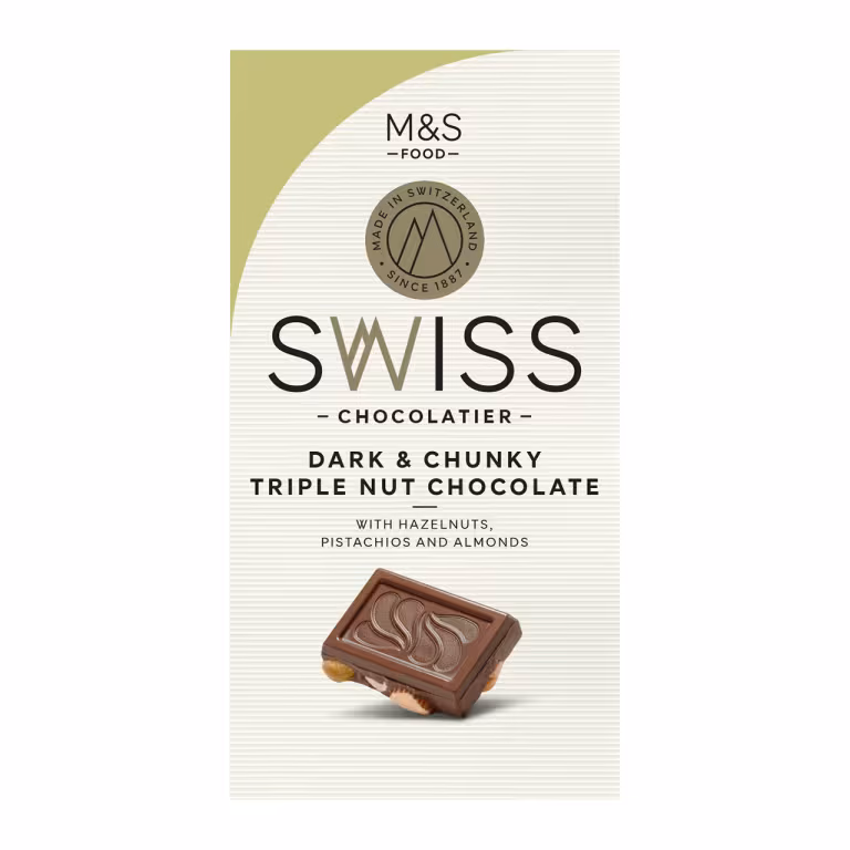 M&S Swiss Chunky Triple Nut Dark Chocolatier