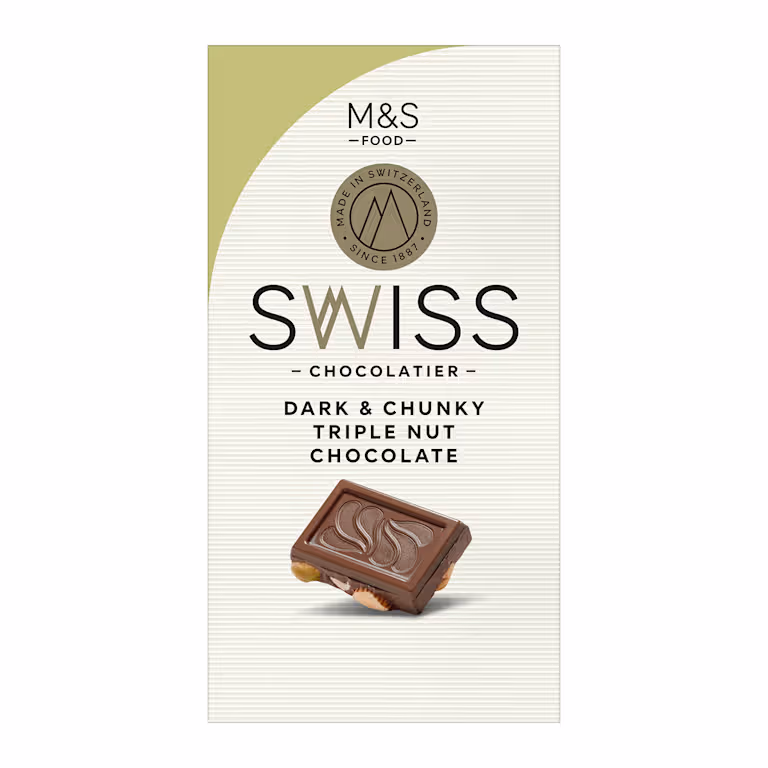M&S Swiss Chunky Triple Nut Dark Chocolatier