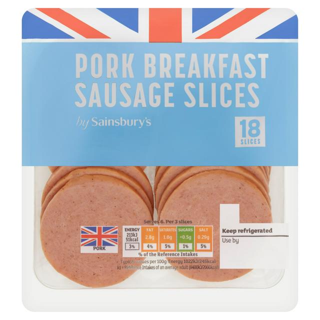 Sainsbury's Pork Breakfast Sausage Slices x18 125g