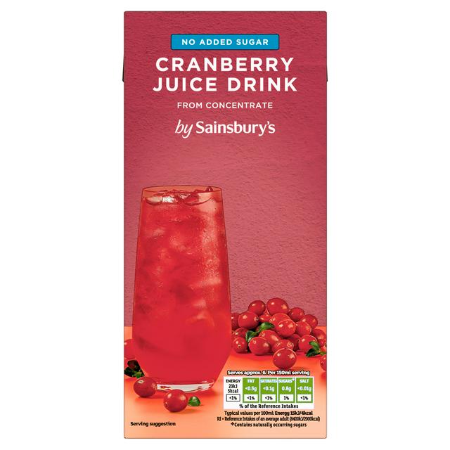 Sainsbury's Cranberry Juice Drink, No Added Sugar 1L