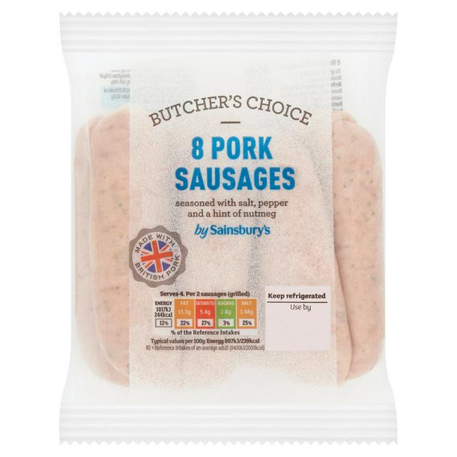 Sainsbury's Butcher's choice British Pork Sausage x8 454g