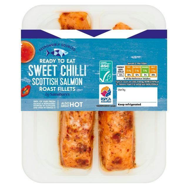Sainsbury's Sweet Chilli ASC Scottish Salmon Portions x2 180g (Ready to eat)