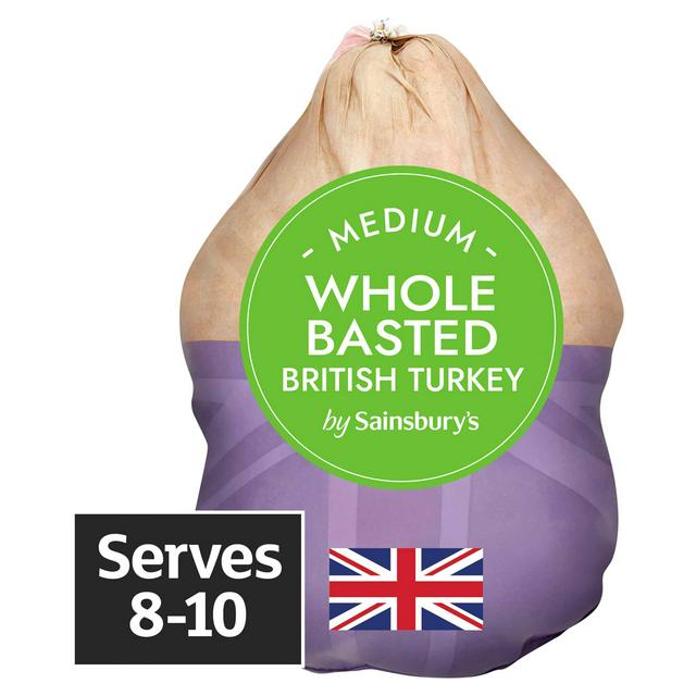 Sainsbury's Medium Frozen British Whole Basted Turkey 3.9-5.2kg
