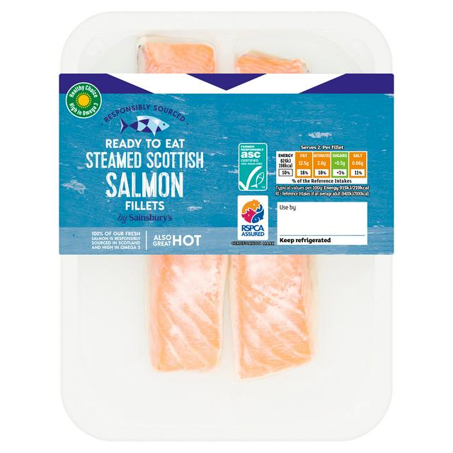 Sainsbury's Steamed ASC Scottish Salmon Portions x2 180g (Ready to eat)