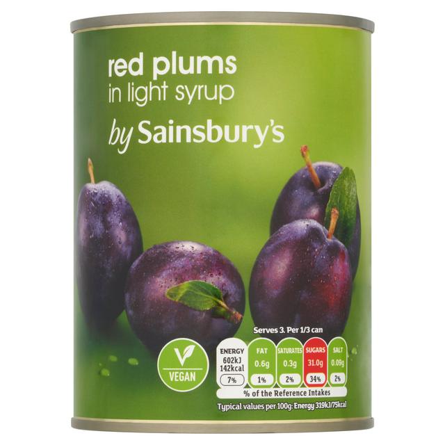 Sainsbury's Red Plums in Light Syrup 567g
