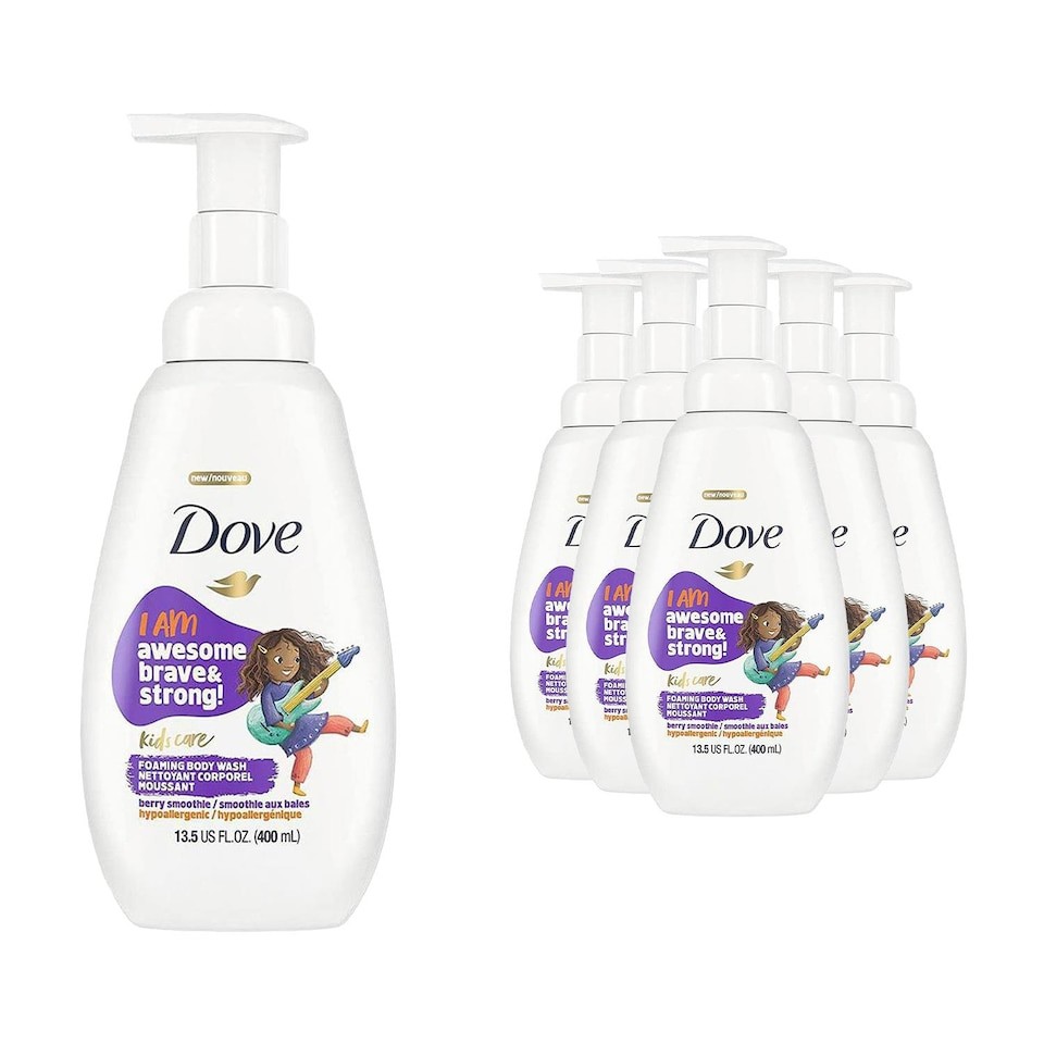 Dove Kids Care Body Wash Berry Smoothie Hypoallergenic Foaming Wash, 6x400ml
