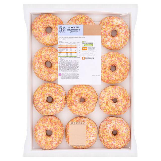 Sainsbury’s White Iced Ring Doughnuts x12