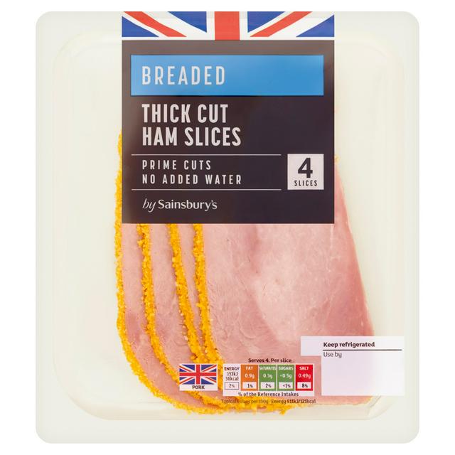 Sainsbury's 4 Breaded Thick Cut Ham Slices 120g