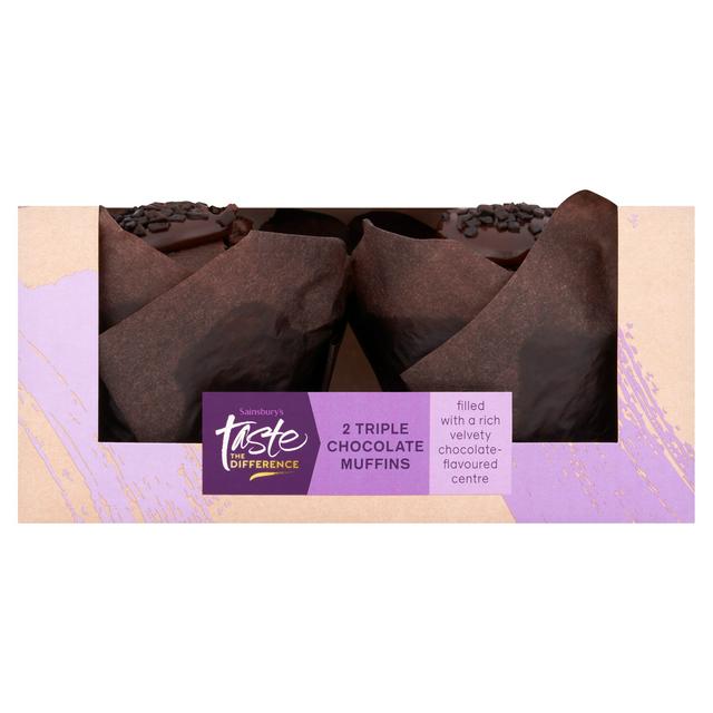 Sainsbury's Triple Chocolate Muffins, Taste the Difference x2
