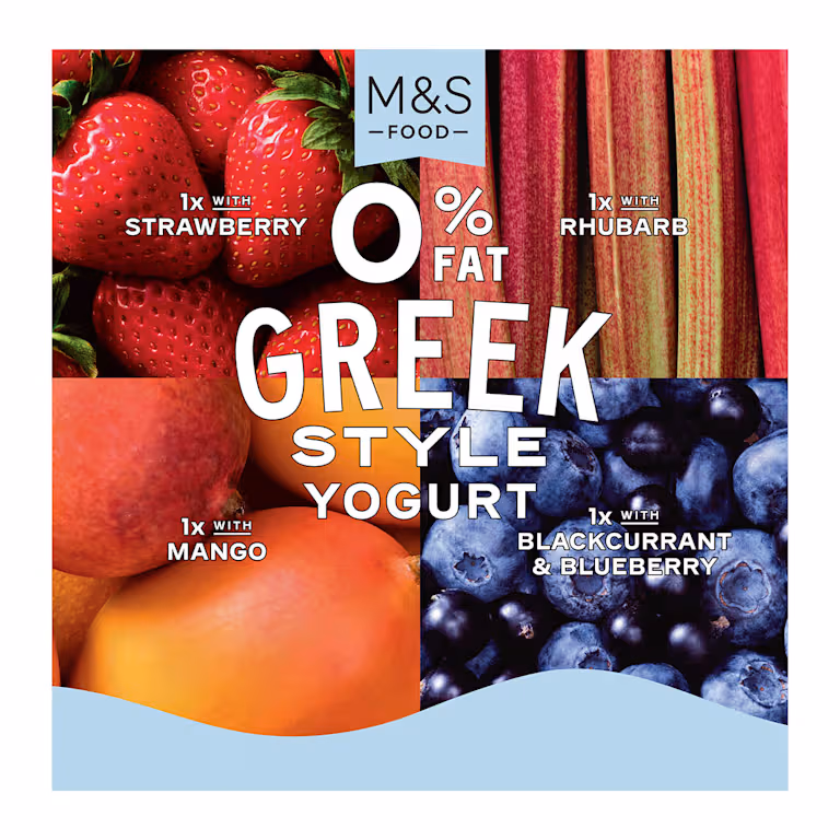 M&S 4 0% Fat Greek Style Live Yogurts