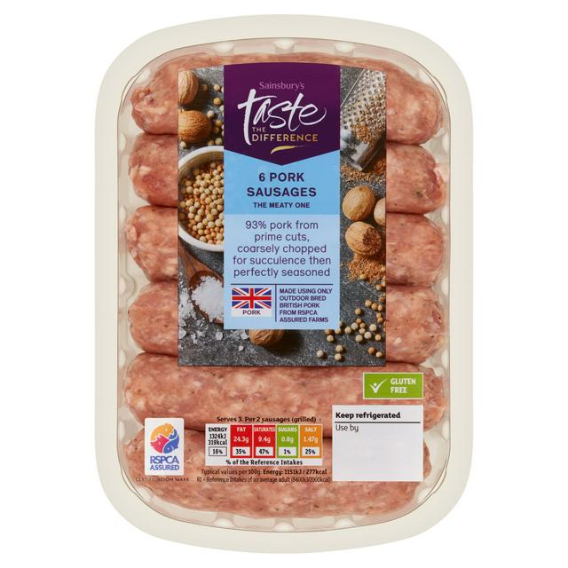 Sainsbury's British Pork Sausages, Taste the Difference x6 400g