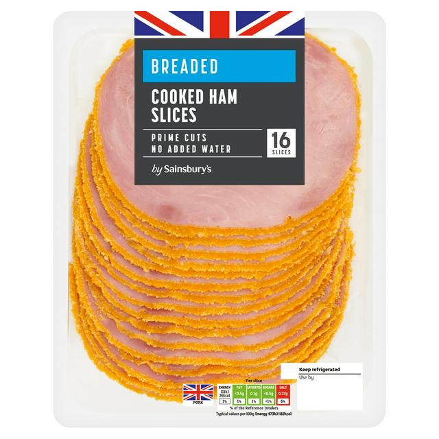 Sainsbury's 16 Breaded Cooked Ham Slices 375g