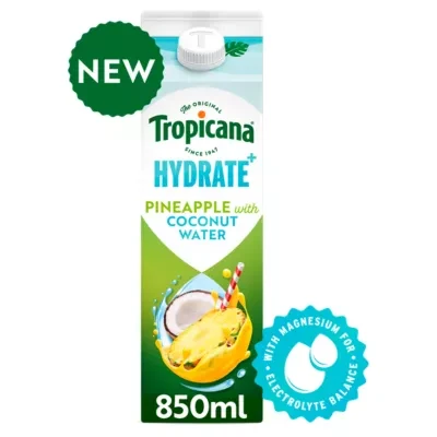 Tropicana Hydrate+ Refreshing Pineapple with Coconut Water Fruit Juice 850ml