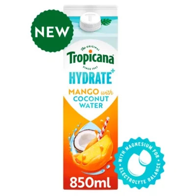 Tropicana Hydrate+ Refreshing Mango With Coconut Water Fruit Juice 850ml
