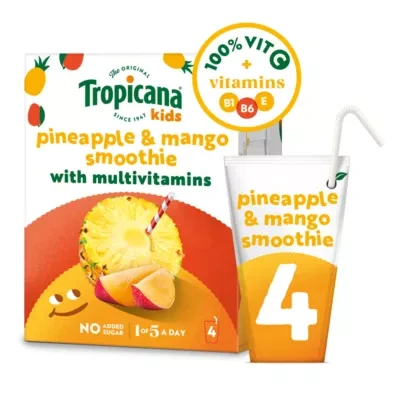 Tropicana Kids Pineapple & Mango Lunchbox Smoothie 4 x 150ml