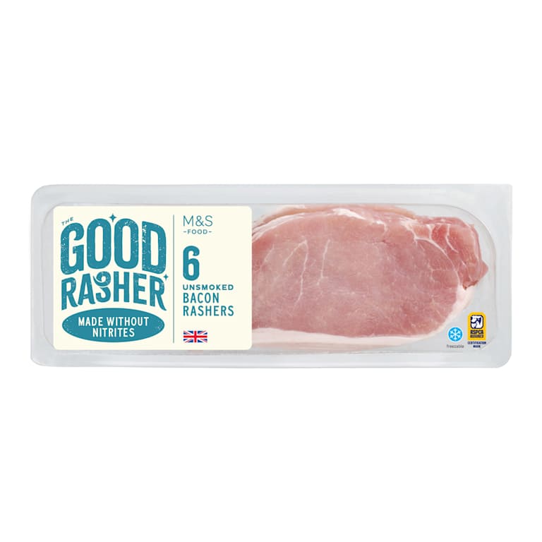 M&S British Outdoor Bred 6 Unsmoked Bacon Rashers