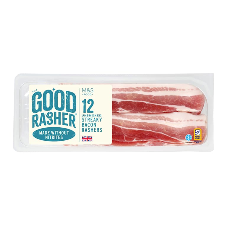 M&S British Outdoor Bred 12 Unsmoked Streaky Bacon Rashers