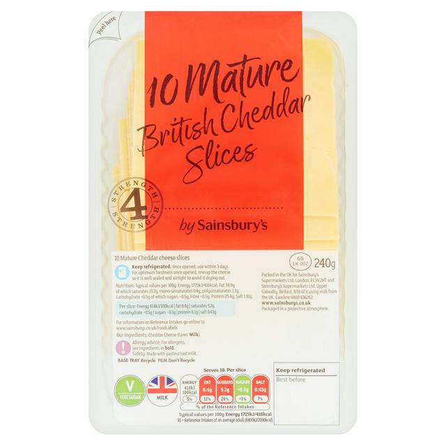 Sainsbury's British Mature Cheddar Cheese Slices 240g