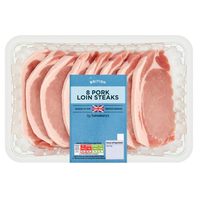 Sainsbury's British Pork Loin Steaks x8 800g