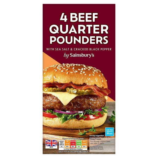 Sainsbury's Beef Quarter Pounders x4 454g